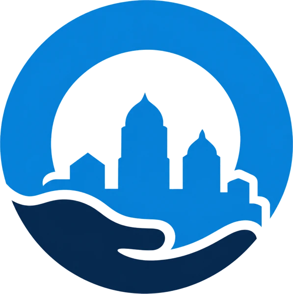 Omahelper logo with Omaha skyline